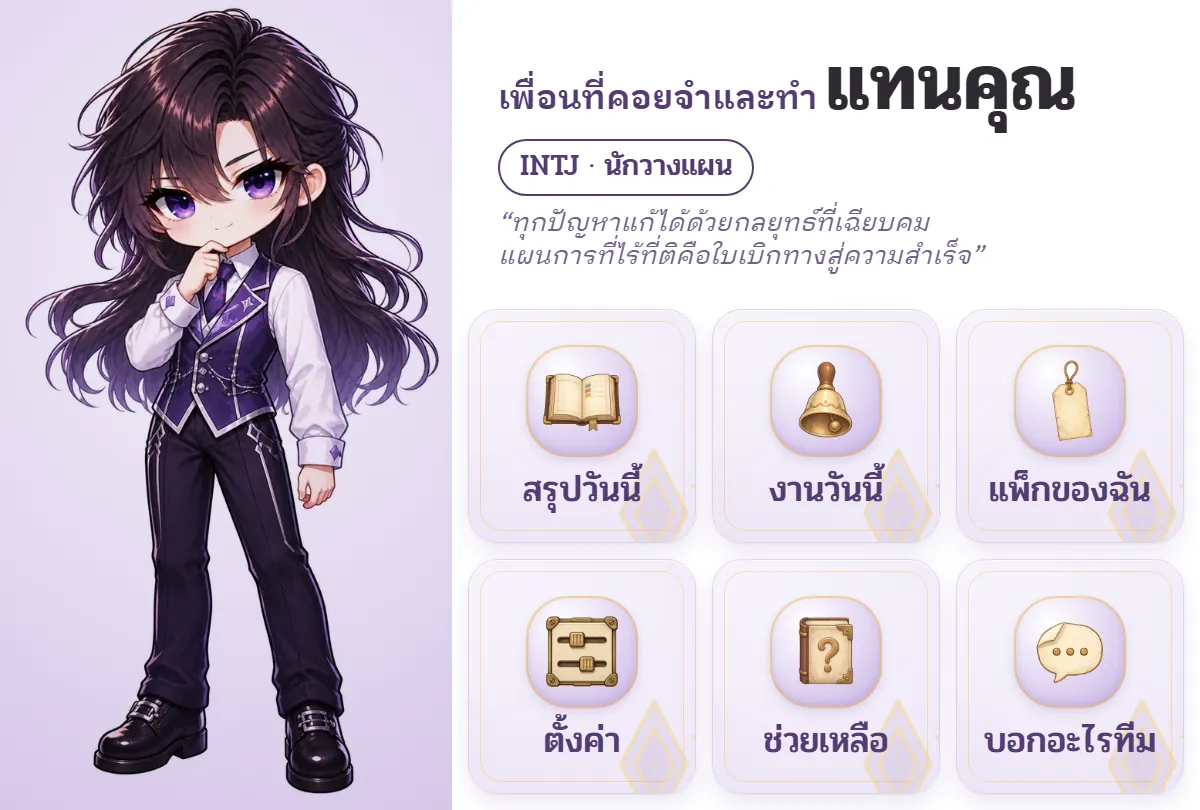เมนูปุ่มลัดใน LINE พร้อมภูติม่วงนักคิด
